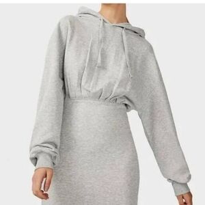 Topshop Gray Sweatshirt Hooded Mini Dress sz 8